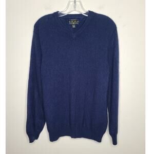 Club Room SOFT navy blue long sleeve v-neck 100% cashmere sweater - large